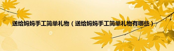 送给妈妈手工简单礼物（送给妈妈手工简单礼物有哪些）
