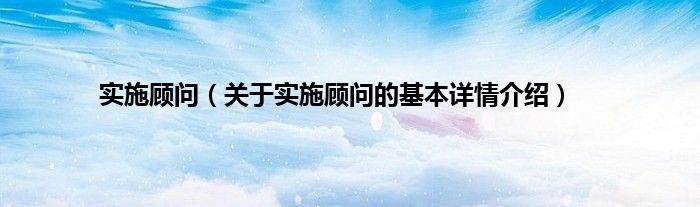 实施顾问（关于实施顾问的基本详情介绍）