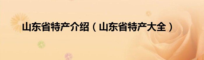 山东省特产介绍（山东省特产大全）