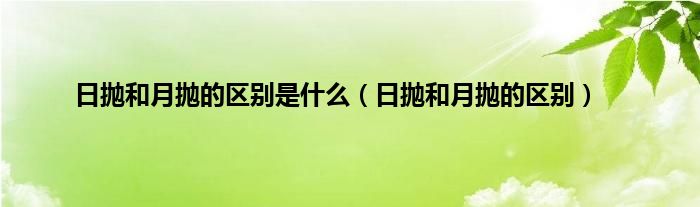 日抛和月抛的区别是什么（日抛和月抛的区别）