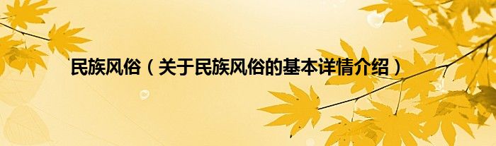 民族风俗（关于民族风俗的基本详情介绍）