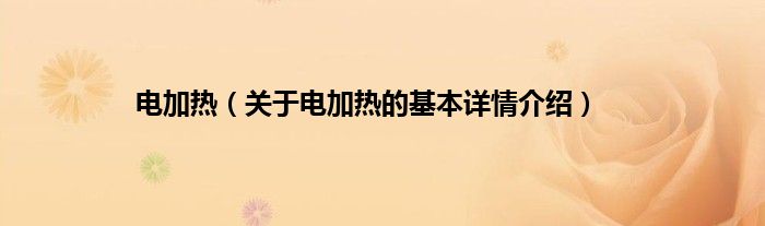 电加热（关于电加热的基本详情介绍）