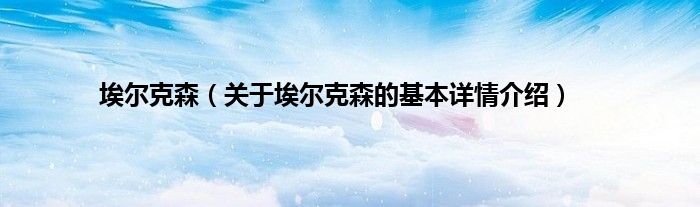 埃尔克森（关于埃尔克森的基本详情介绍）